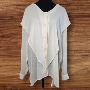 ⭐️Evan Picone Cream Layered Button-Up Blouse Size 16
